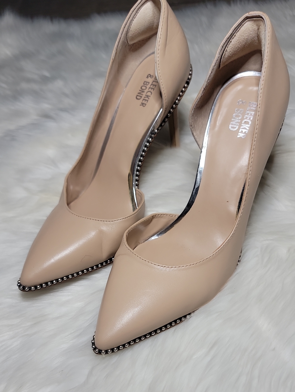 Bleecker & Bond Nude Silver Stud Trim Pump Size 9 M